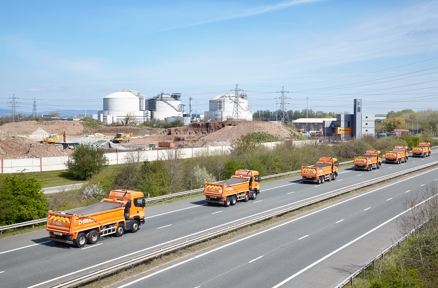 Trucks passing the B&A Group office
